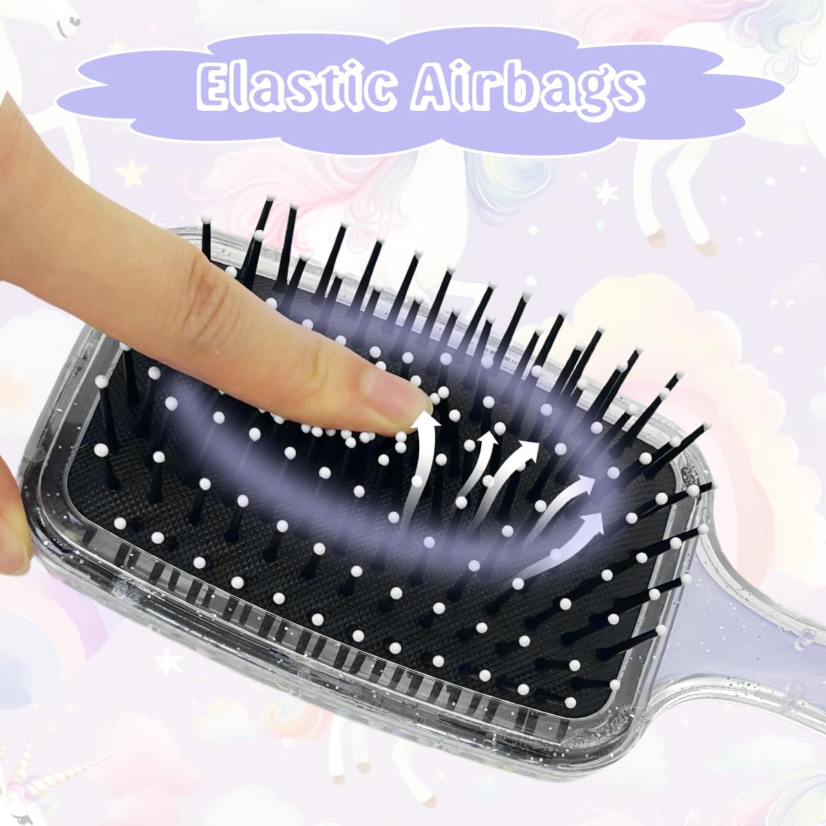 PALAY® Hair Brush for Kids and Women Cute Unicorn Paddle Hair Brush Hair Styling Comb for Kids Girls Soft Touch Scalp Large Detangler Hair Brush with Air Cushion and Soft Bristle - Purple PALAY® Hair Brush for Kids and Women Cute Unicorn Paddle Hair Brush Hair Styling Comb for Kids Girls Soft Touch Scalp Large Detangler Hair Brush with Air Cushion and Soft Bristle - Purple
